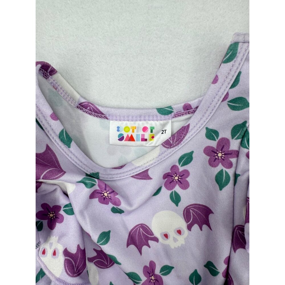 DotDotSmile Girls 2T Ruffle Long Sleeves Dress Halloween Skull Bats New with Tag - Picture 5 of 6